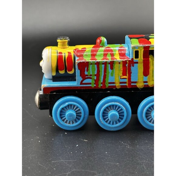 Thomas & Friends Wooden Railway Paint Splattered Thomas Vtg 2003 Train Engine - Picture 11 of 13
